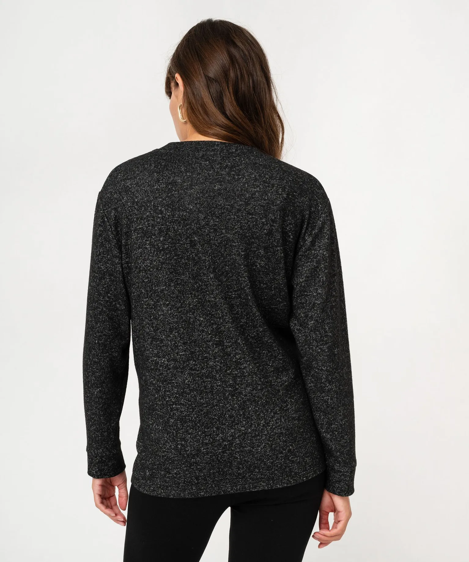 Tee-shirt d'allaitement à manches longues avec zips devant gris fonce