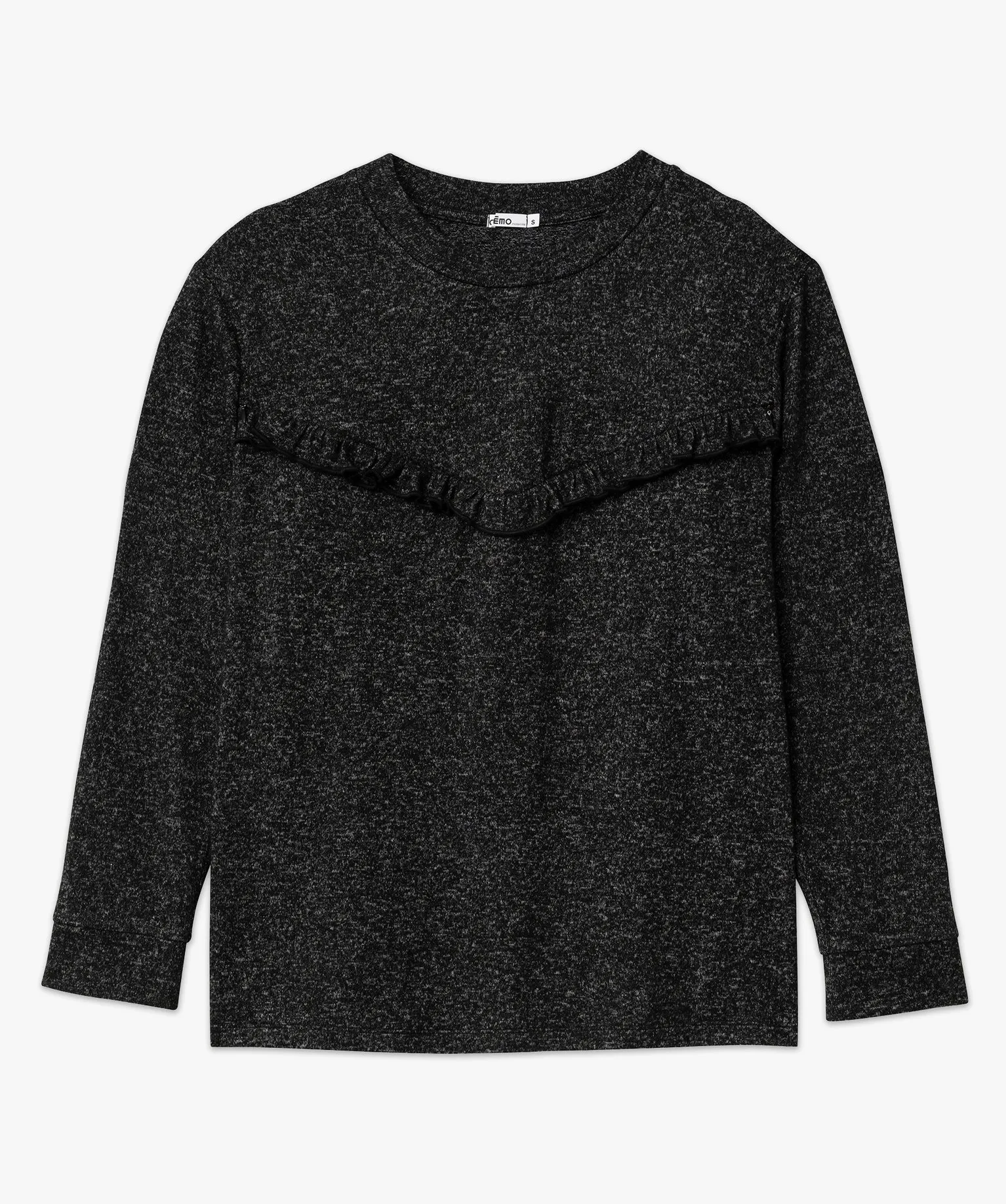Tee-shirt d'allaitement à manches longues avec zips devant gris fonce