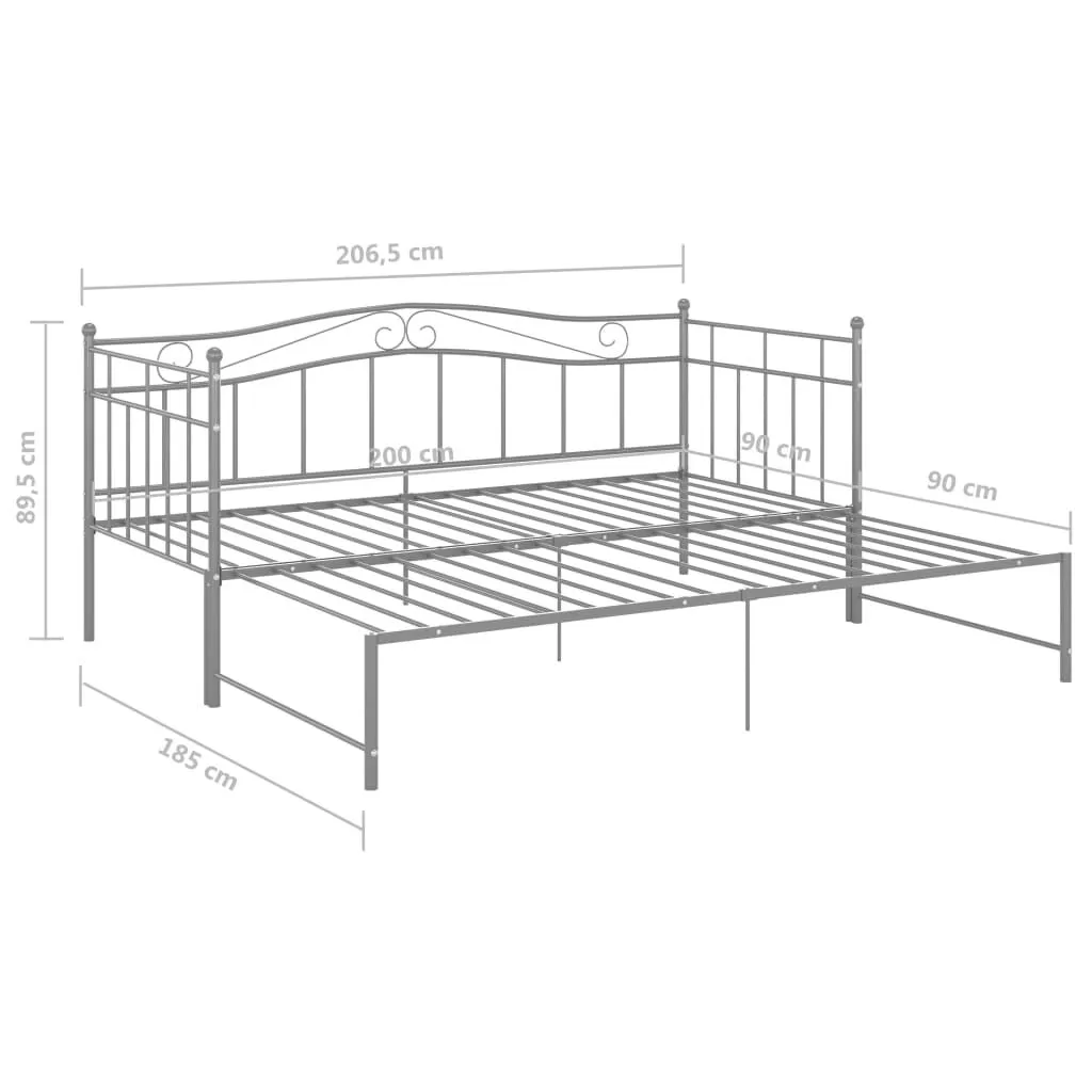 vidaXL Cadre de canapé-lit extensible Gris Métal 90x200 cm | vidaxl-fr