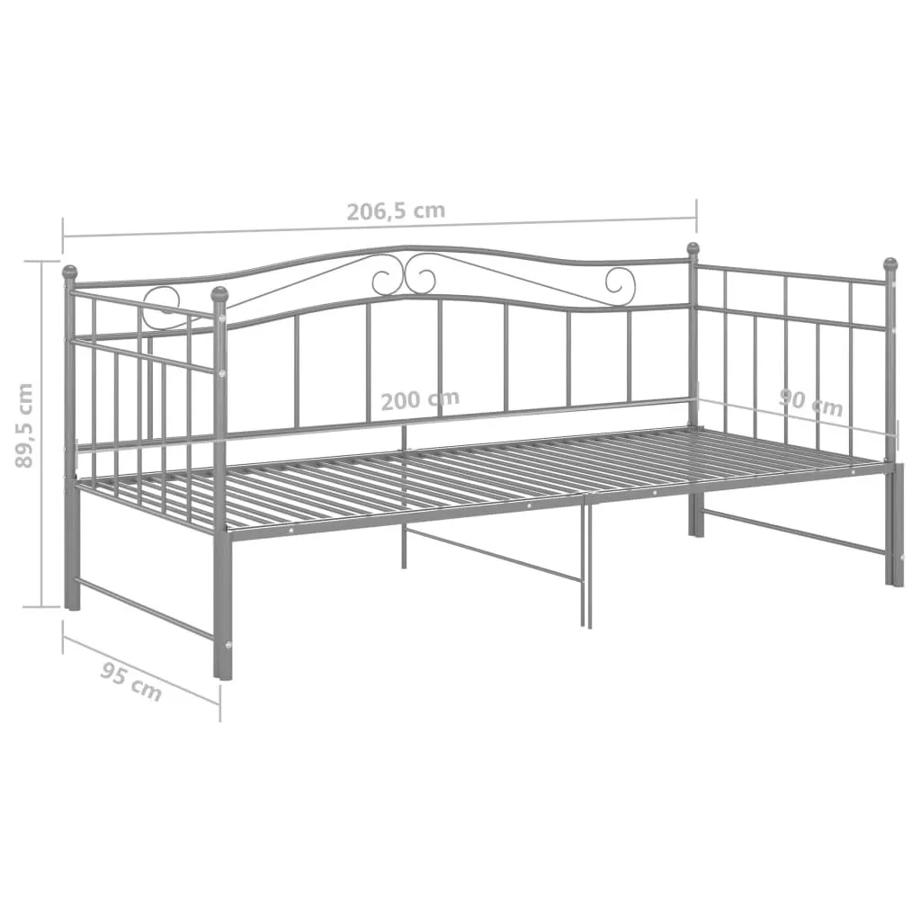 vidaXL Cadre de canapé-lit extensible Gris Métal 90x200 cm | vidaxl-fr