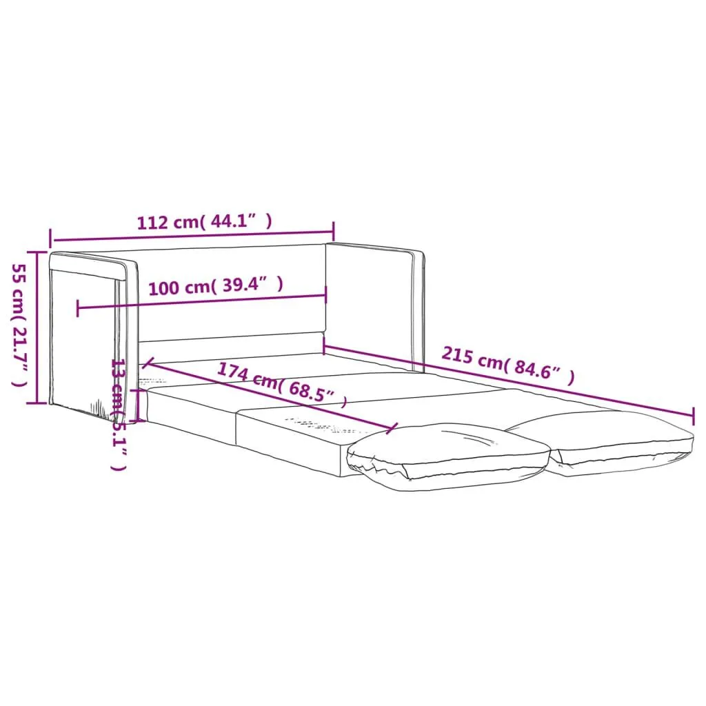 vidaXL Canapé-lit 2 en 1 gris foncé 112x174x55 cm tissu | vidaxl-fr