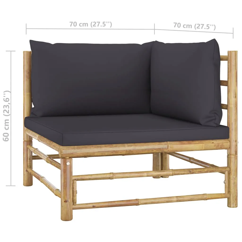 vidaXL Salon de jardin 5 pcs avec coussins gris foncé Bambou | vidaxl-fr