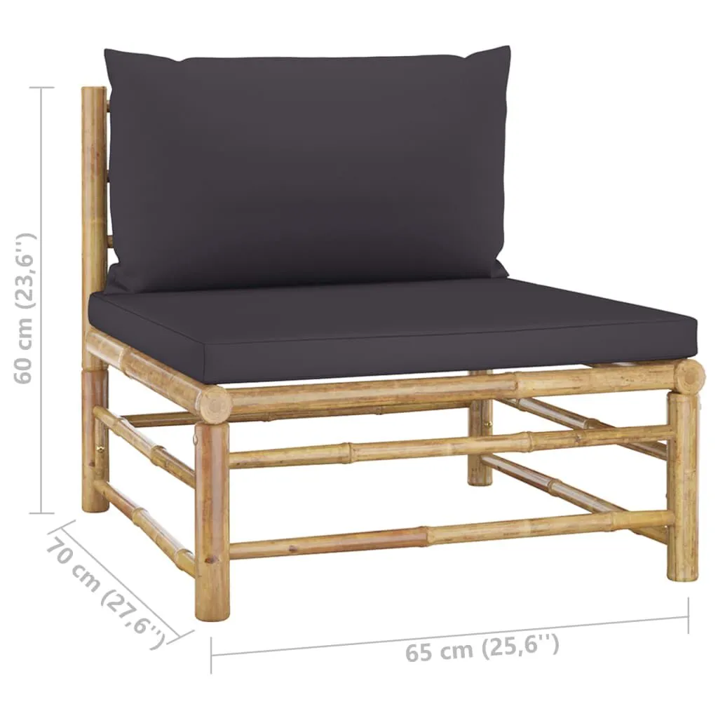 vidaXL Salon de jardin 5 pcs avec coussins gris foncé Bambou | vidaxl-fr