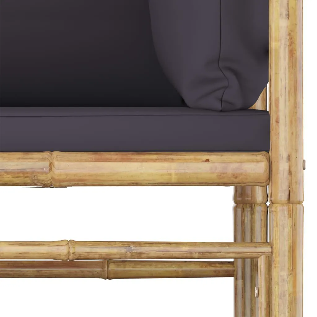 vidaXL Salon de jardin 5 pcs avec coussins gris foncé Bambou | vidaxl-fr