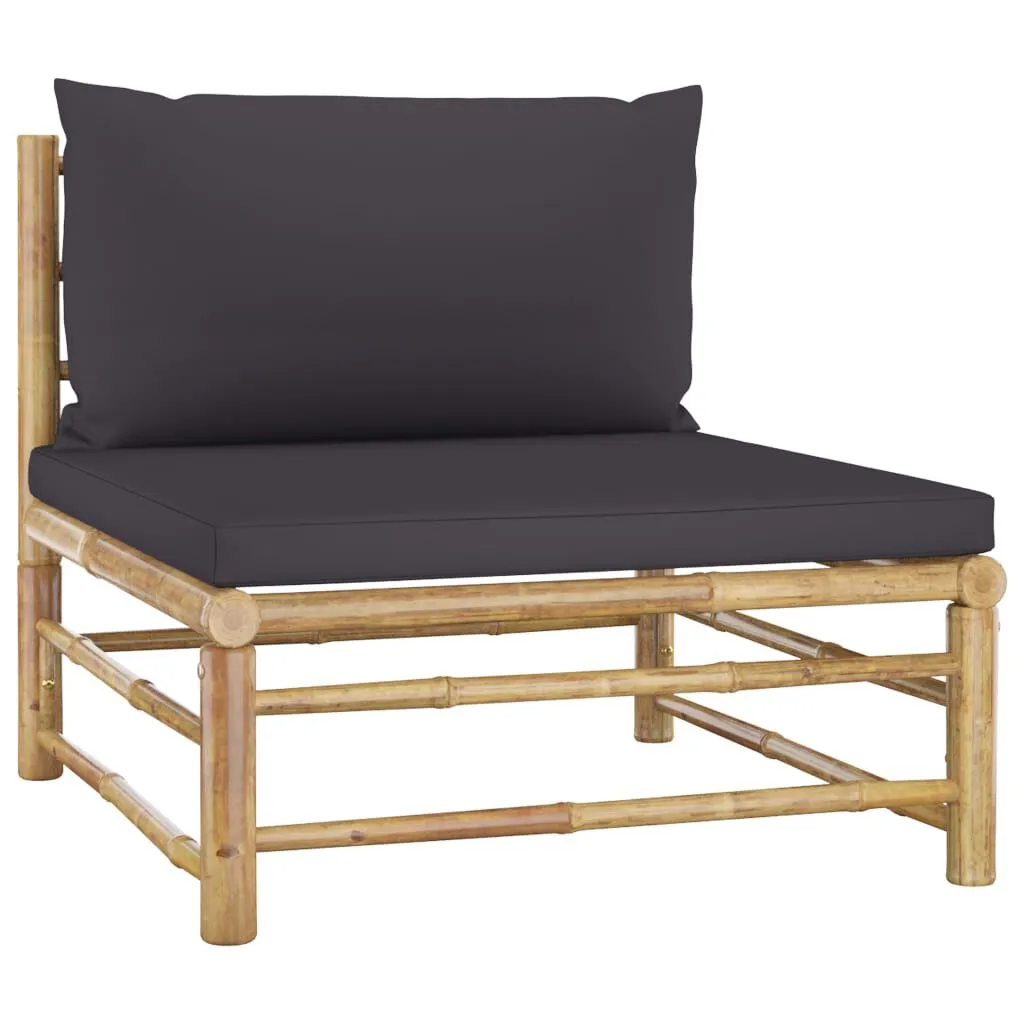 vidaXL Salon de jardin 5 pcs avec coussins gris foncé Bambou | vidaxl-fr