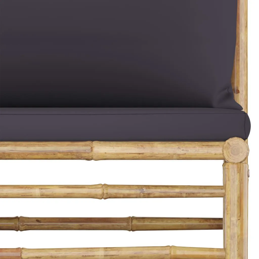 vidaXL Salon de jardin 5 pcs avec coussins gris foncé Bambou | vidaxl-fr
